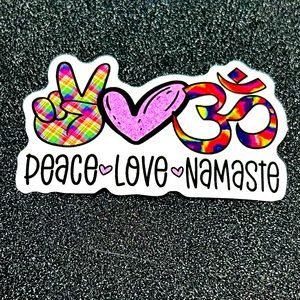 Peace Love Namaste Hippie Trippy Psychedelic 60s 70s Stoner Aesthetic Sticker